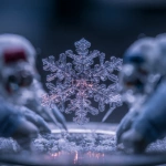 **Three teams of scientists doing the same experiement, making sure that at least two of the measured data sets are correct. Snowflake macrophotography Midjourney laboratory.** - Image #2 <@639231094968942592>