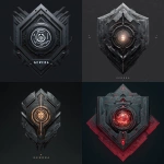 **A dark, high-tech emblem for a character named "Gerrra". The design is shield- or badge-shaped, with sharp angular geometry and metallic texture. In the center: an abstract symbol of raw power a glowing core, energy spiral, or weaponize --v 7.0** - <@1246524664625234012> (fast)