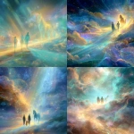 **A spiritual cosmic transition scene symbolizing the shift from the Year of the Snake to the Year of the Horse, luminous human figures walking along a glowing energy pathway through space, the snake dissolving into light behind them while a radiant horse spirit emerges ahead, vibrant rainbow colors, golden and turquoise energy streams, ethereal clouds, sacred geometry, stardust, flowing light, mystical transformation, sense of ascension and renewal, cinematic lighting, ultra-detailed, surreal fantasy art, high vibrational, divine, dreamlike, 8k, soft glow, no text** - <@1025439472017485905> (fast)