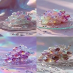 **a highly detailed crystal grapes art piece, shaped like a cluster of grapes made entirely of translucent gemstone, iridescent rainbow reflections, sparkling diamond-like textures, placed on a clear glass plate, surrounded by crystal droplets, soft pastel lighting, dreamy glossy aesthetic, hyper realistic photography, fantasy luxury concept --ar 9:16** - <@1240240057374478349> (fast)
-# Create, explore, and organize on [midjourney.com](<https://midjourney.com/imagine?from_discord=1>)