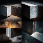 **extreme close-up, macro shot of a clean, white adhesive bond line between a thick, raw steel bracket and a dark, heavy timber beam inside a modern industrial building. The focus is razor-sharp on the texture of the materials and the strength of the thin bond holding them together. Dramatic, high-contrast lighting. --ar 16:9 --raw** - <@1095906210512896142> (fast)