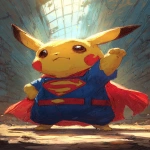**anime style, pikachu with a superman outfix in saving pose --ar 9:16** - Image #3 <@796976984467046420>
