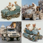 **the pope driving a military vehicle made of solid moonstone on top of giggling youngsters --chaos 55 --stylize 750 --v 7.0** - Remix (Strong) by <@246480551605698561> (relaxed)
-# Create, explore, and organize on [midjourney.com](<https://midjourney.com/imagine?from_discord=1>)
