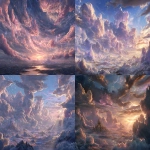 **Enchanted cirrocumulus clouds swirling above a floating crystal city, shimmering with iridescent light, dragons weaving through the sky, beams of golden and rose sunlight breaking through, magical particles glimmering in the air, ethereal and dreamlike atmosphere, ultra-detailed, 8k resolution, fantasy concept art, soft yet radiant lighting --ar 16:9** - <@1298096806118428726> (fast)