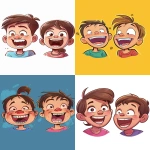 **Funny cartoon faces of a young girl and boy, laughing hard with open mouths and tilted heads, eyebrows raised, cheeks lifted, playful expressions. No background. Created Using: Clip Studio Paint, comic cartoon style, vibrant children’s colors, clean line art, humorous style, simplified design --ar 3:4 --v 6.0** - <@1380326100856737813> (relaxed)