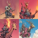 **welding a mecha girrafe. anime style. Badass mecha samurai girrafe hero pose --c 30 --ar 4:3 --v 7.0** - Remix (Strong) by <@200035520951091200> (fast)