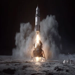 **the lunar lemon module taking off --ar 16:9** - Image #3 <@1355308399369388193>
