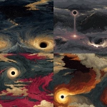 **lacquer maki-e art, minimalist swirling dark cosmography illustration, a catastrophic encounter between a giant star and a black hole companion, apocalyptic astrocore palette, negative space --ar 1:1 --stylize 500 --v 7.0 --tile** - <@1086927454209314856> (relaxed)
-# Create, explore, and organize on [midjourney.com](<https://midjourney.com/imagine?from_discord=1>)