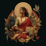 **a Bengali woman with a serpent in her root chakra, a black jaguar in her sacral , a hummingbird in her solar plexus and an eagle in her heart chakra, named Mr Dendrokinetic** - Image #3 <@1069265923099328512>