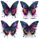 **illustration of a dark watercolor butterfly , white background , abstract and dark color , lot of splash of color --s 250** - Variations (Strong) by <@1087918721076564069> (fast)