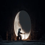 **<https://s.mj.run/O6ei9GUV79s> a lunar smith creating a model for lunar eclipse --ar 16:9 --v 7.0 --raw** - Upscaled by <@1071135204846096475> (relaxed)