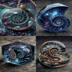 **ammonite amanita ink blotter psychedelic kissy face, spiral nebula glass crystal shard mirror --ar 2:3 --s 666 --p ajjw9qi --v 7.0** - <@788265797444173834> (fast)