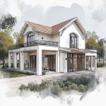 **architecture sketch look, light tones, hand drawn architecture, charming villa feeling, long exposure waveform <https://s.mj.run/PECqom2_woY>** - Image #4 <@1333576093952639078>