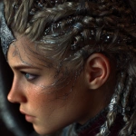 **close-up of a fantasy fierce Viking female warrior's intricate hairstyle with iridium adornments, --v 7.0** - Image #1 <@559099678189289495>