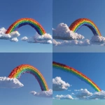 **a simple rainbow against a plain blue sky, rendered in minecraft with a small number of blocks. simple minecraft game style. no depth of field.** - Remix (Strong) by <@1197771042819678300> (fast)