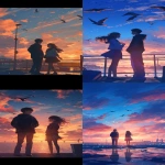 **A man and woman stand on the pier, with birds flying in the sky at sunset. The woman has long hair and wears a school , while her companion is wearing a black jacket and blue jeans. They both look towards the sea, where an old bridge can be seen in the distance, in the style of an anime. --niji 6 --ar 9:16 --relax** - <@1384018012746809385> (relaxed)
-# Create, explore, and organize on [midjourney.com](<https://midjourney.com/imagine?from_discord=1>)