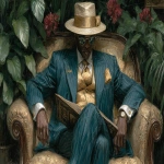 **Ernie Barnes art at Christmas, reading the Urantia Book, 8k, --chaos 99 --ar 8:5 --exp 50 --stylize 750 --v 7.0** - Image #3 <@843177938186797076>