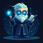 **Futuristic legal wizard mascot, glowing blue eyes, wearing a judge robe mixed with a wizard cloak, holding a digital scroll and a smartphone, cartoonish but clean, high-tech magical vibe, flat design - vector art --s 250** - Image #4 <@844314166369583134>