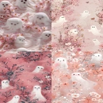 **Little white ghosts floating in milk, flowers scattered around, a pastel aesthetic, a cottagecore aesthetic, soft, dreamy clipart with an intricate border design and a vintage look. --ar 4:7 --tile --v 6.0 --s 250** - <@756269320539209761> (fast)