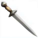 **a dnd 2024 art style a simple medieval rondel very dull dagger that shimmers slightly with magic on a white background --v 7.0** - Upscaled by <@478047972412620803> (fast)