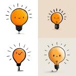 **A cute doodle-style light bulb illustration, round orange bulb with a small smile inside, black spiral base, simple black lines radiating outward to represent light, minimal and playful cartoon design on a white background. --raw** - <@924967683852746793> (relaxed)