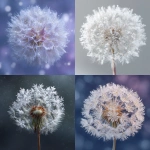 **dreamy dandelion head made up of snowflake macrophotography** - <@1163189803748184195> (fast)