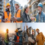**roofers talking with each other on construction site --ar 3:2** - <@895073519526871042> (fast)