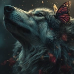 **A butterfly dream wolf --v 7.0 --raw** - Upscaled by <@754226842650542162> (relaxed, stealth)