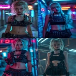 **blonde cyberpunk operative girl, blue eyes, serious look, black cropped tactical top, exposed abs, dark pleated skirt, heavy black+bronze tactical harness, thigh holsters, fingerless gloves, futuristic military style, neon-noir atmosphere, detailed outfit, cinematic lighting, ultra detailed --ar 2:3 --v 6.0 --stylize 180** - <@1451125985192837291> (relaxed)