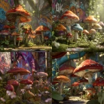 **mushrooms, toadstools, flora, vegetation all growing graffiti on themselves, forest background, happy, 3d render, detailed scene, organic elements only --raw** - <@744210433703018499> (fast)