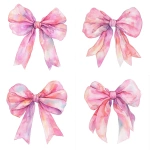 **clipart illustration of a pink coquette bow in whimsical watercolor, pastel pink, isolated on a white background --v 6.1** - Variations (Strong) by <@886762280631558156> (fast, stealth)