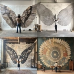 **Human sized mechanical wings in a studio wallpapered with manifold mosaic murmuration --personalize s4a1cl7 --stylize 150 --v 6.1** - <@1262167448971513869> (fast, stealth)