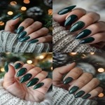 **pine green glossy nails, short almond or square shape, neutral winter background without holiday props, soft lighting --v 6.0 --ar 2:3** - <@1321895242076520463> (fast)