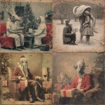 **strange christmas card, bizzare, sureal, vintage style** - <@1162013036832374804> (fast)