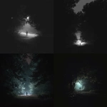 **a pov outside in darkness surrounded by trees. There is a person standing far out in the darkness not showing there face. Realistic. Creepy. Weird. --v 7.0** - <@1032000166598807643> (fast)