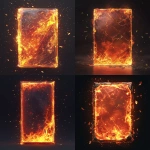**A vertical glass trading card, a flat piece of transparent glass glowing from within, as if flames and burning embers are trapped inside. The fiery orange and red glow dances through the glass, with sparks and glowing ash suspended like they are frozen in time. Ultra-realistic, crisp detail, cinematic lighting, prismatic reflections across the glass edges, dramatic and intense, perfect for a trading card design. --ar 27:29 --quality 2 --v 6.1** - <@1007029574430892245> (fast, stealth)