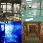 **a surreal endless fluorescent corridor that folds in on itself, office hallways merging into hotel lobbies, flooded with mirror-smooth reflective water, glowing EXIT signs floating midair, impossible staircases looping upside down, fog-filled empty rooms visible through open doors, vending machines emitting static light, faint reflections of unseen people on glossy walls, eerie symmetry, dreamlike volumetric haze, reality bending and collapsing, cinematic lighting, ultrarealistic textures, analog horror vibe, uncanny calm atmosphere, hyper-detailed architecture, Escher-like geometry, reflections behaving wrong, photo-real, long exposure glow, 35mm lens, --ar 9:16 --chaos 60 --v 6.0 --raw** - <@692146423638261810> (relaxed)