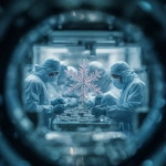 **Three teams of scientists doing the same experiement, making sure that at least two of the measured data sets are correct. Snowflake macrophotography Midjourney laboratory.** - Image #3 <@639231094968942592>