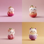 **a cute cosmonautumnal mangosteen cat, minimalist 3D illustration soft gradients --profile aabz69z** - <@937851746712186921> (relaxed)