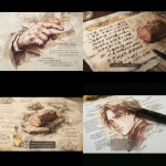 **<https://s.mj.run/DlxNQ8BKeiA> pensil drawing on old paper, like a anime style, background hand written research data report, ink pen only --s 250** - <@1177552419559850006> (fast)