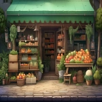 **create a detail illustration of a small village style green grocers shop front directly straight on --v 5.2 --ar 3:2** - Upscaled (4x) by <@1172142007355977883> (fast)