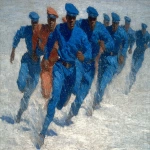 **Ernie Barnes art at Christmas, buffalo soliders 8k, --chaos 99 --ar 8:5 --exp 50 --stylize 750 --v 7.0** - Image #2 <@843177938186797076>