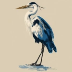**simple drawing of a blue heron standing. Showing full body** - Image #3 <@1135636698060038216>
