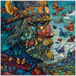 **Stainglass Leif Erikson in a Butterfly dream of Greenland --v 7.0 --raw** - Image #3 <@289471203620421643>