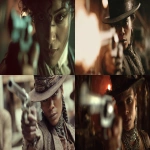 **A cinematic still, a film by denis villeneuve, A steam punk detective, black woman, in a shoot out, mid shot, --v 7.0 --ar 16:9** - <@1105536971348123781> (fast)