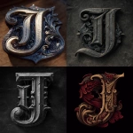 **design a business logo using the letter I and the letter J, aggressive old English style with dramatic lighting** - <@973572765686829076> (fast, stealth)