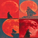 **Darth Vader poster, lunar eclipse on the background, in the style of Norman Rockwell and Frank Frazetta --ar 3:4 --v 7.0 --s 600 --c 10** - <@1071437900610293863> (fast)