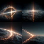 **Clean cinematic cosmic visualization, perfectly black empty space with one thin bright golden-white beam of light emerging from nothing, dramatic contrast, faint cosmic haze in background, minimalist design with one crystal-clear focal point, elegant composition, sharp and crisp rendering, high-resolution scientific aesthetic, no clutter, space documentary style. --ar 16:9 --v 7.0 --s 750** - <@1347352121820844044> (relaxed)