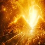 **Divine golden light rays descending from heaven onto floating elemental symbols (fire flame, water droplet, air swirl, earth crystal), angelic wings in background, warm amber and gold color palette, hyper-realistic spiritual energy, cinematic photography --v 6.0 --ar 79:59** - Image #3 <@900787127892180992>