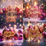 **"Merry Christmas ‘68 Gals" message in elegant gold and red calligraphy, surrounded by glowing red ornaments, violet ribbons, and pink fairy lights, soft snow falling, warm orange candlelight reflection on frosty glass background. Created Using: Canon EOS R5, festive typography, cinematic holiday lighting, bokeh background, reflective surfaces, lens flare, color harmony design, 4K render quality, hd quality, natural look --ar 4:3 --v 6.1** - <@1327691479602298971> (fast, stealth)